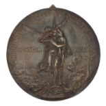 19th century Military interest French bronze plaque, cast by Ferdinand Barbedienne, depicting two