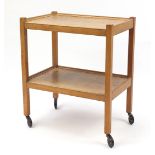 Art Deco limed oak trolley, retailed by Heals of London, 71cm H x 39cm W x 61cm D : For further