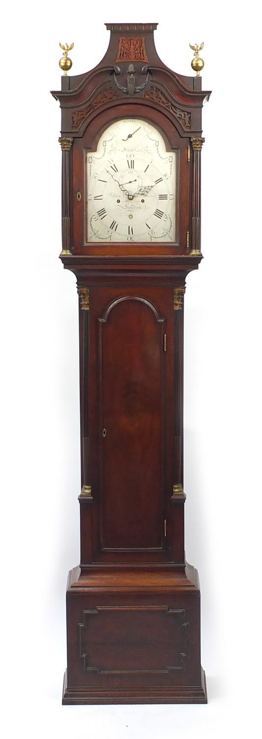Victorian mahogany longcase clock, with eight day movement, the silvered dial engraved William