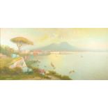 Sorrento bay Naples, oil onto canvas, bearing a indistinct signature Tusll?, inscribed verso,