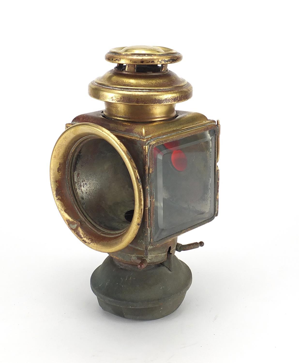 1920's lantern taken from a Ford model T, with glass panels, 28cm high : For further condition