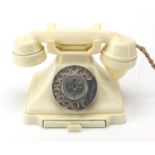 Cream Bakelite pyramid dial telephone, 16cm high : For further condition reports please visit www.