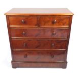 Victorian mahogany chest fitted with two short drawers above three long graduated drawers, 112cm H x