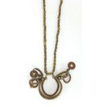 Tribal interest African brass and copper necklace with pendant, the pendant 6cm wide : For further