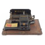 German Mignon model 2 typewriter with dome topped carrying case, serial number 43033, 40cm wide :