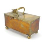 Early 19th century Rich's patent brass honesty tobacco dispensing box on ball feet, stamped Rich's