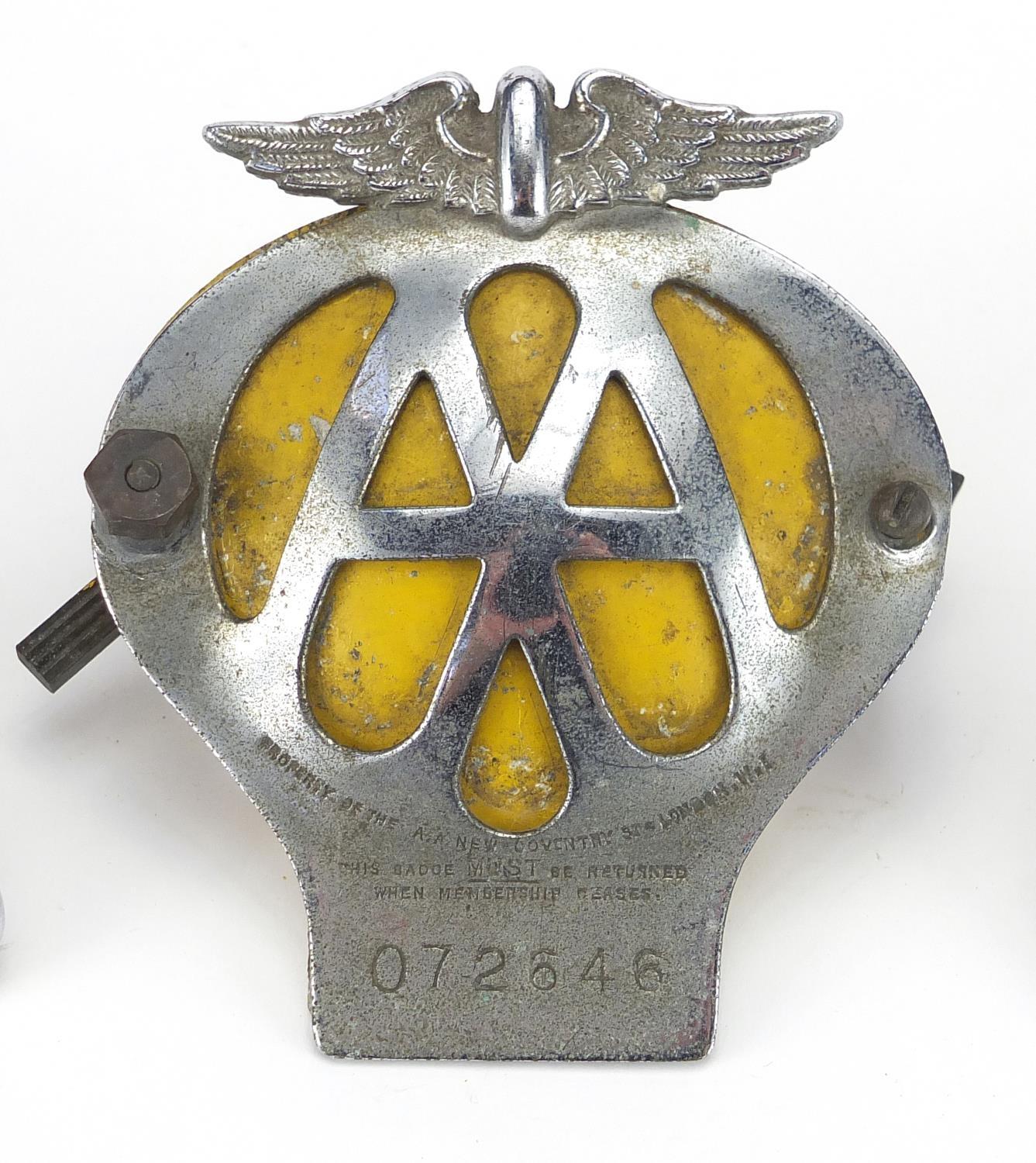 Three motoring interest car badges an Amis Des Routiers, Brands Hatch and an AA example, the largest - Image 3 of 6