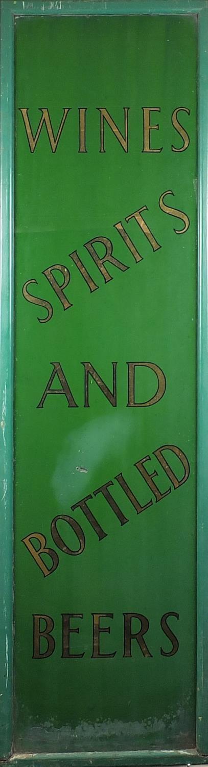 Vintade Wines, Spirits and Bottled Beers glass sign, 180cm x 49cm : For further condition reports - Image 2 of 3