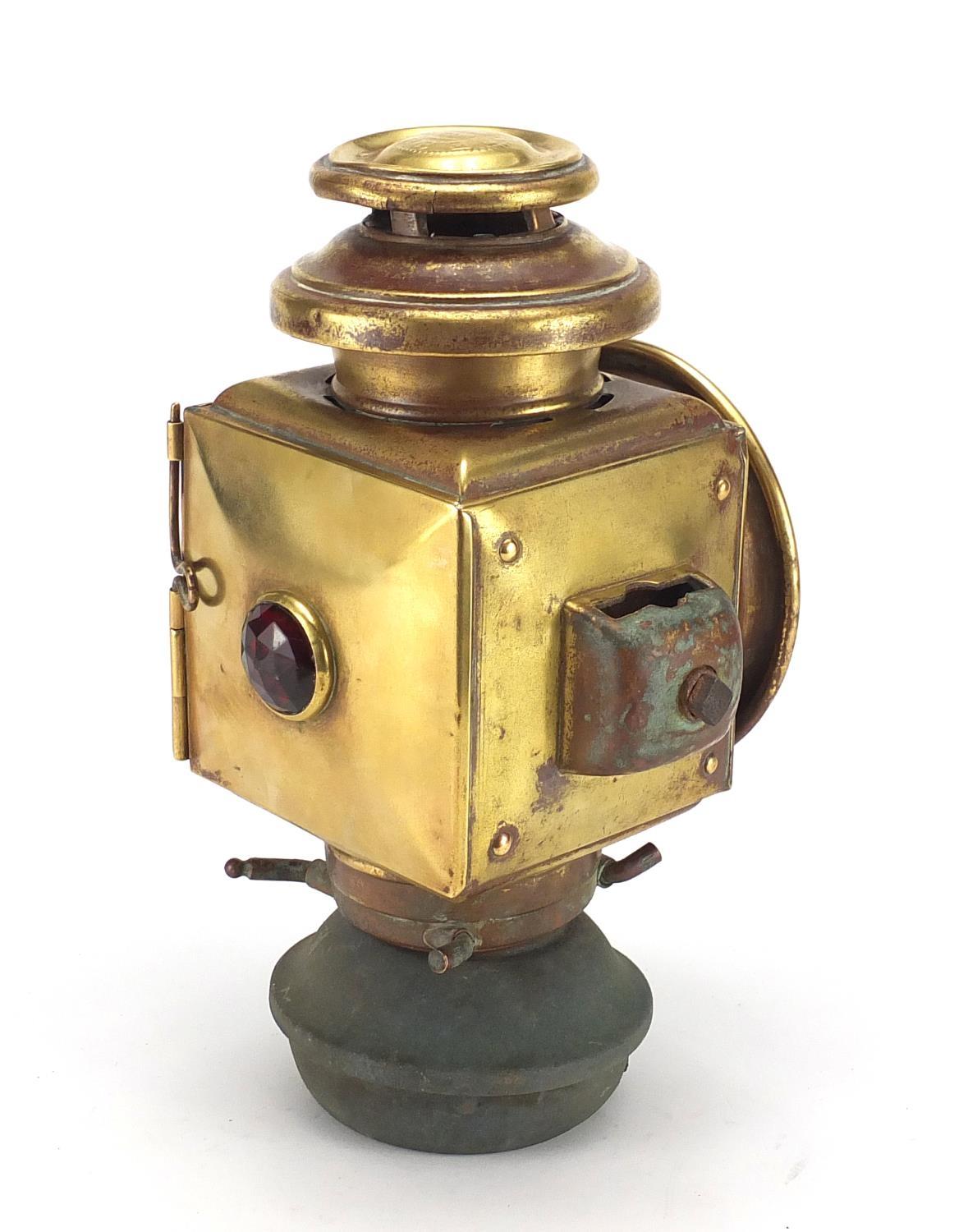 1920's lantern taken from a Ford model T, with glass panels, 28cm high : For further condition - Image 2 of 4