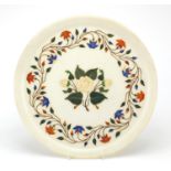 Circular Pietra dura tray inlaid with ivory and malachite, 33cm in diameter : For Further