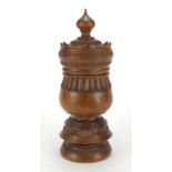 19th century Russian turned wooden container, 28.5cm high : For Further Condition Reports Please