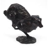 José-Maria David 1944-2015, patinated bronze Running Hare, signed, numbered 7/8 and with Chapon