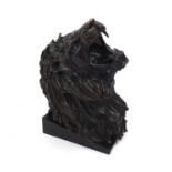 José-Maria David 1944-2015, patinated bronze Roaring Lion's Head, dated 2011 signed, numbered 5/8