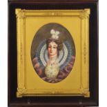 Good 19th century gilt frame a watercolour portrait of a feamle by G B Warner, 20.5cm x 15cm : For