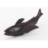 Pitcairn carved wooden flying fish, stamped souvenir form Pitcairn to both wings, 33.5cm in length :