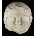 Carved white marble death mask, 15cm high : For Further Condition Reports Please Visit www.