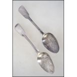 2 silver hallmarked George 2nd teaspoons dating to 1756 possibly by Cornelius Bland, London.