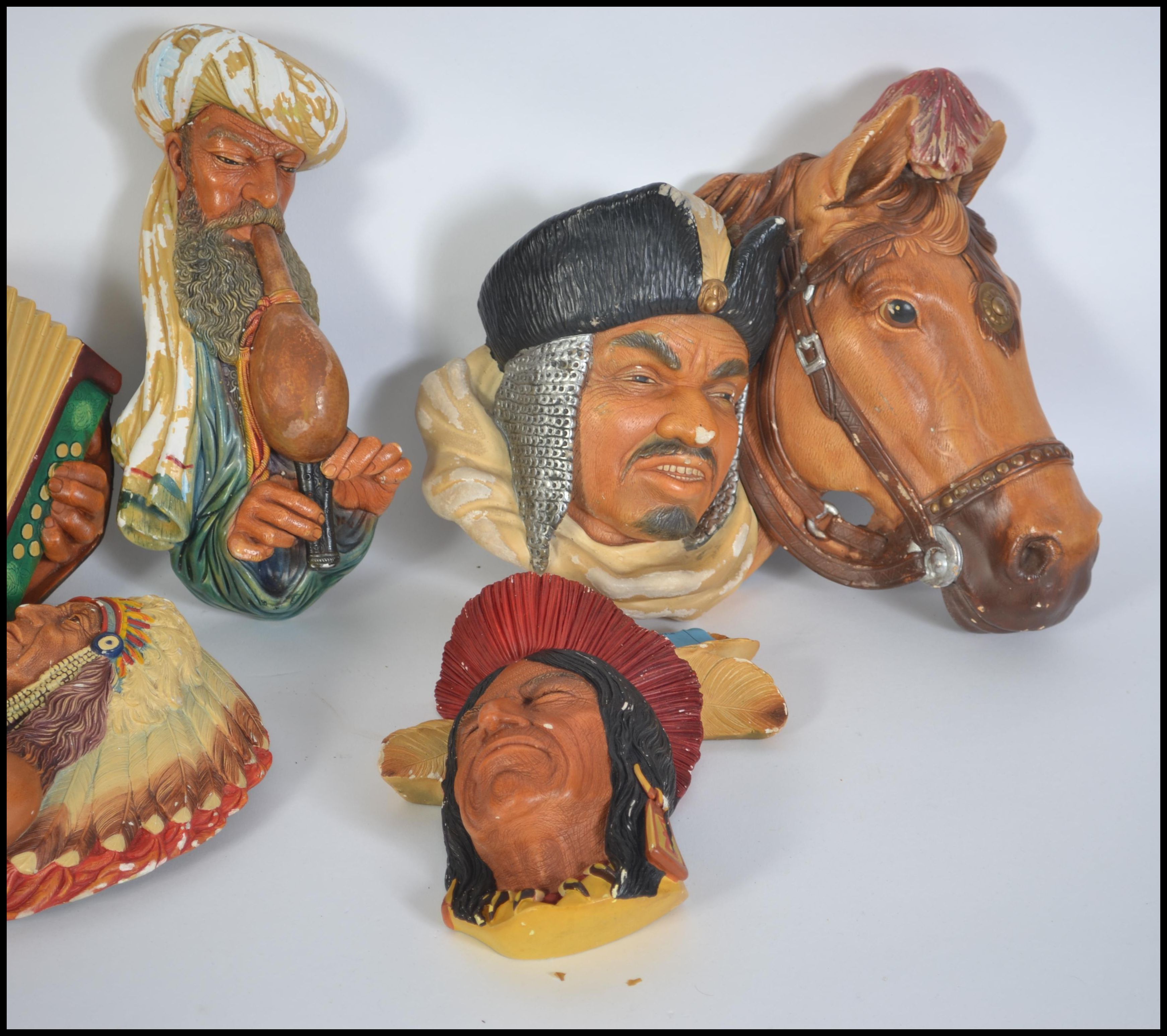 A collection of eight vintage mid century wall hanging plaques by Bossons. To include Native - Image 2 of 5