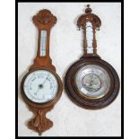 Two 20th century oak banjo barometers both A/F. Wi