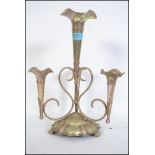 An early 20th century silver plated 4 sconce epergne centrepiece of tulip form raised on ball feet (