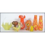 A collection of early to mid century art glass including Murano Tutti Frutti, end of day glass,