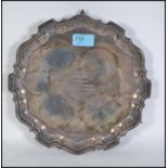 A silver hallmarked salver tray by Edward Viner dating to 1964 having hallmarks for Sheffield.