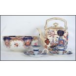 A collection of ceramic ironstone Masons type ceramics to include Masons Oriental teapot, large