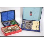 A collection of silver plated wares to  include cased fruit knives, boxes cutlery, loose flatware