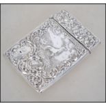 An Edwardian large silver hallmarked card case bei