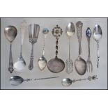 2 Danish / Nrwegian sterling silver teaspoons ( weight 36.4g ) together with other spoons to include