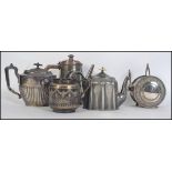 A collection of silver plated wares to include 2 silver plates teapots, one by MW&S, a Walker & Hall