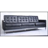 A stunning black leather and chrome large sofa  af