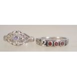 A vintage silver ruby garnet stone band