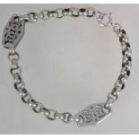 A silver 925 rolo linked bracelet with f