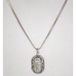 A silver white metal Egyptian scarab bee