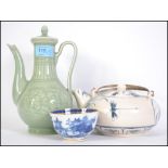 A collection of ceramics to include a Chinese cela