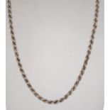 A silver 925 rope twist necklace chain with spring hoop clasp. Chain measures 22 inches and weighs