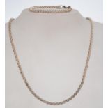 A silver 925 metamorphic twist necklace chain having a c clasp. Weighs 15.9 grams and measures 18