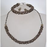 A fantastic and unusual Greek inspired silver 925 wire twist and bead matching necklace, bracelet,