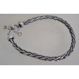 A silver 925 large fox tail link bracelet chain with toggle clasp. Chain measures 8 inches weighs