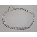 A silver 925 large curb link bracelet chain with unusual large spring hoop clasp and lever clasp.