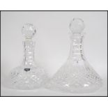 Two vintage 20th century lead cut glass crystal decanters, both with matching stoppers and marked to