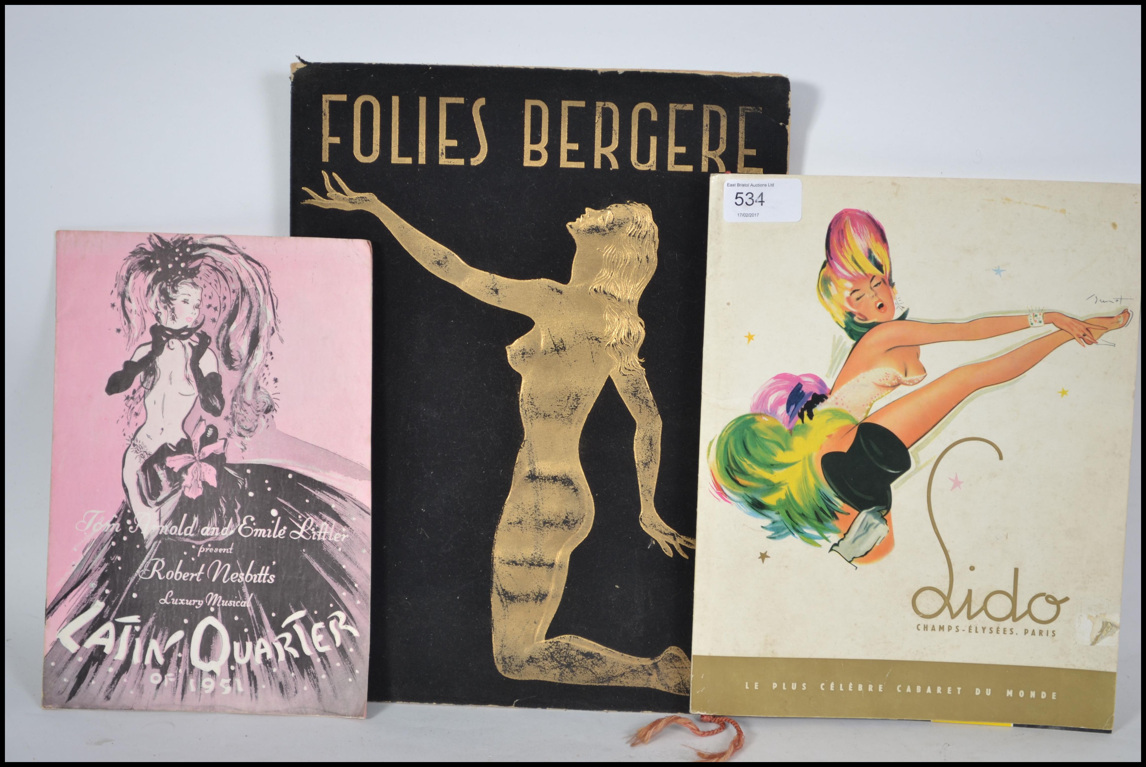 A stunning 1950's Follie Berger pictorial programme together with two similar programmes.