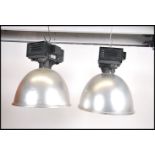 A pair of large 20th century industrial 400W metal halide ceiling lights by Fitzgerald having