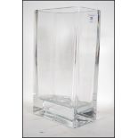 A cuboid Quadro crystal vase of modernist design from the 1970's, thought to be by Peill and Putzler