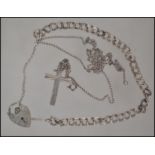 A ladies silver twin chain linked bracelet with hallmarked padlock locket, weight 6.8g - size 11cms.