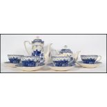 A good 20th century blue and white Johnson Bros ' Old London '  breakfast service to include