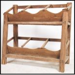 A rustic 19th century pine keg tray stand - agricultural stand raised on block legs and stretchers