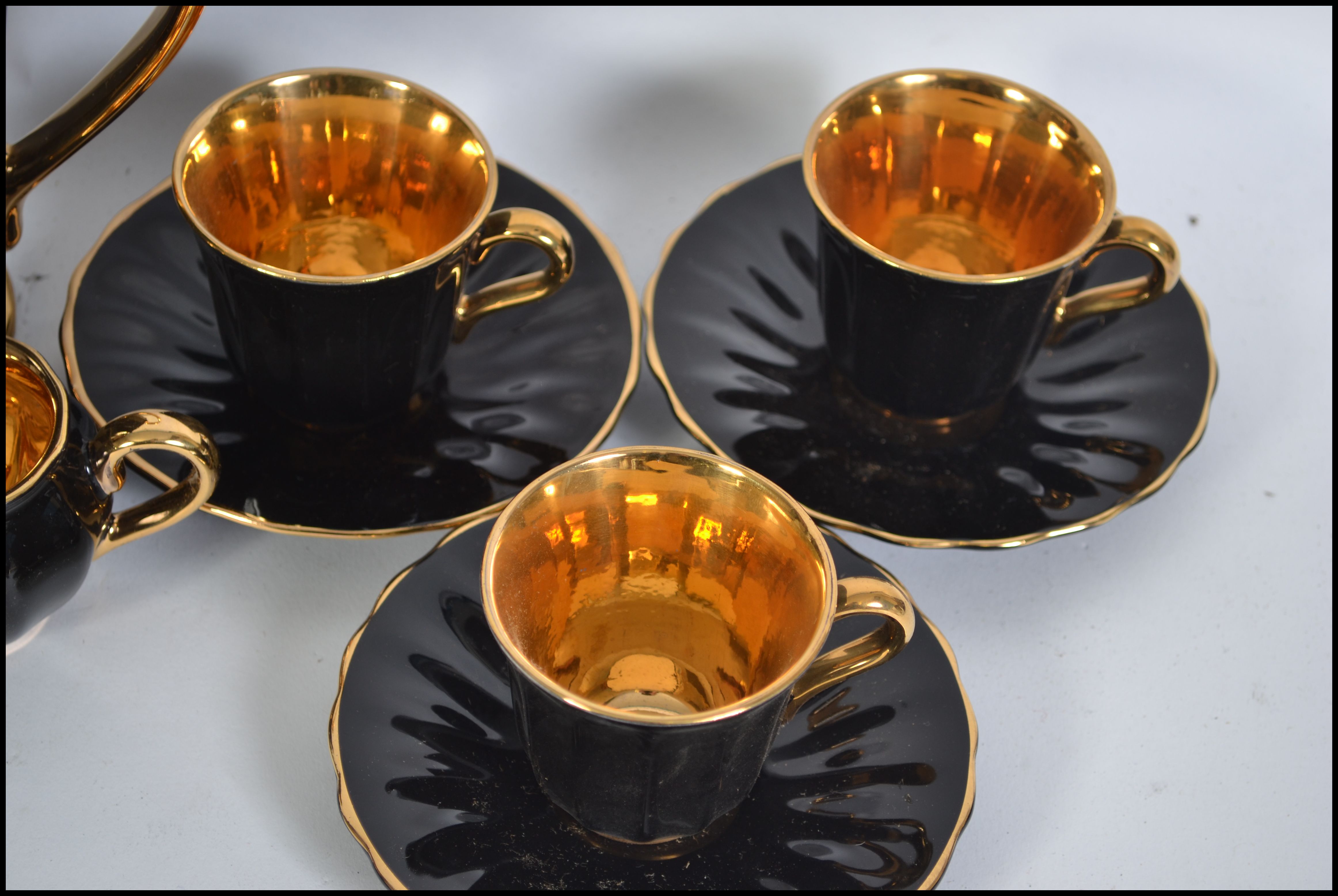 A vintage boxed 20th century coffee service by Wade, looks to be unused in the original box, black - Image 3 of 7