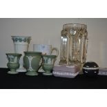 A collection of Wedgwood jasper ware in three different colours to include Basalt together with a